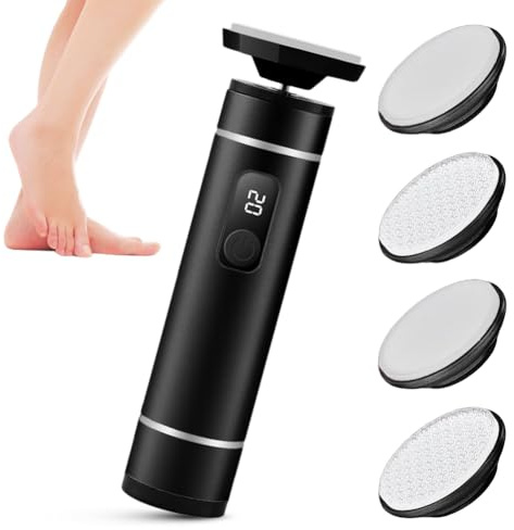 Eliminador de callos eléctrico, 2 en 1, removedor de pies eléctrico, recargable, con 4 accesorios de vidrio nano para el cuidado de pies y manos para talones agrietados, callos, muertos