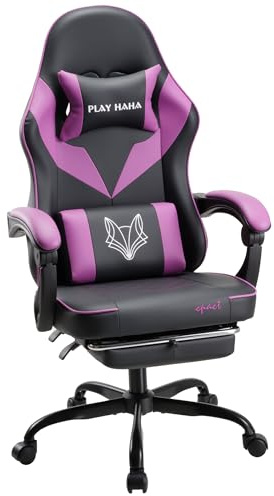 play haha Gaming Chair Ergonomic Gaming Chair with High-Density Foam & Breathable PU Leather 135-Degree Recline, Enhanced Lumbar & Leg Support,360° Swivel,150kg Capacity Desk Chair