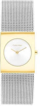 Calvin Klein tvåhandars kvartsurverk klocka för kvinnor CK Pulse kollektion med silver rostfritt stål nätarmband - 25100139