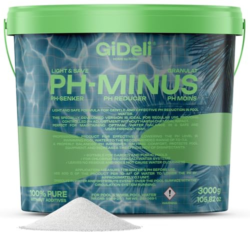 Granulés pH Minus Light - 3 kg - dans Un Seau - Réduit Le pH de la Piscine - Produit d'entretien de l'eau pour Une Eau cristalline - Idéal pour Tous Les Types de piscines