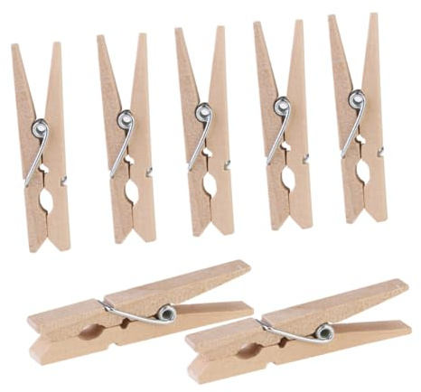 DECORNIJIA Mollette da Bucato in Legno Naturale Mini 4,8 CM Set 100 Pezzi, Molletta da Bucato Artigianale per Foto, Scrapbooking e Decorazioni