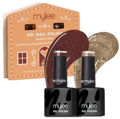Mylee Gel Nail Polish Duo Set 2x8ml [Quality Treats] - Bake Me Happy Collection - UV/LED Soak-Off Nail Art Manicure Pedicure for Professional, Salon & Home Use, Long Lasting [Christmas 2025]