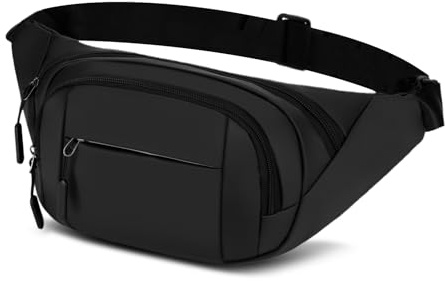 Flintronic Riñonera Mujer Hombre, Riñoneras Impermeable con 4 Bolsillos, Riñonera Deportiva con Cinturón Ajustable, para Entrenamiento al Aire Libre, Correr, Senderismo, Viajes Negro B