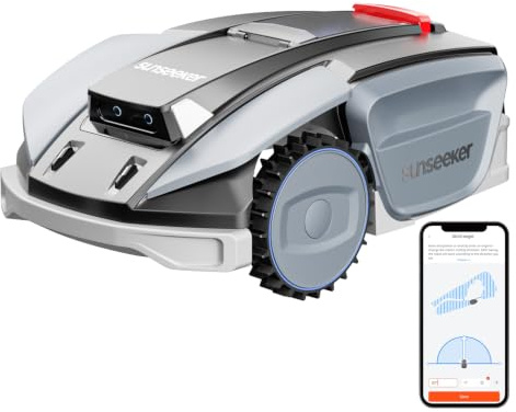 Sunseeker S5 AWD Robot Tondeuse sans Fil Périphérique pour 1600 m² – Navigation RTK + Vision IA, Pentes Jusqu’à 60%, Cartographie Automatique, Multi-Zones, Contrôle Via Application