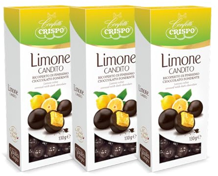 3X Confetti Crispo Limone Candito Ricoperto di Cioccolato Fondente 130g