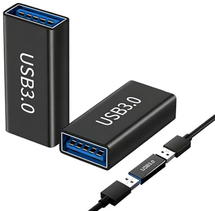 Gahhwei 2 Pack USB 3.0 Female to Female Adapter, USB Type A Coupler Connector, 5Gbps High-Speed Extension for Linking Two USB Male Cords, Data Sync & Charging Support