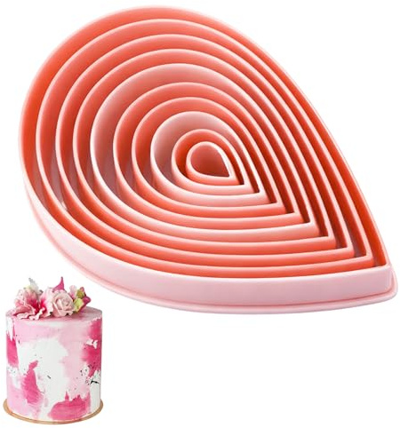 ikBrtaiay 10 moldes para galletas, diseño de gotas, pétalos de rosa, moldes de plástico, cortadores de galletas, flores, galletas Kek, cortadores de flores para hacer pasteles, pan y galletas