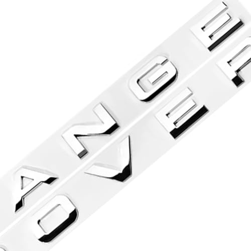 AC-Digital 2PCS SET Silver Chrome Lettering Badge Trunk Front Grille and Rear Tailgate Emblem Decals Suitable for Letter Land Rover Evoque,Sport,Discovery,Velar,Defender,Autobiography Grill Badge