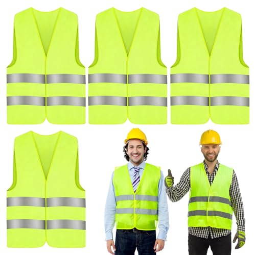 MOSTFUN 4 Pack Hi Vis Vest, High Visibility Safety Vests, Reflective Jacket