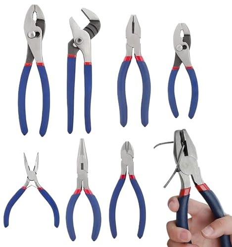 Set di pinze – Morsetto portatile a becco lungo, set di 7 pinze per automobili, per auto, esterno, costruzione, casa, fai da te, giardino, officina, impianto idraulico, elettricità, libero