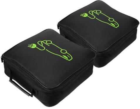 COHEALI 2 Pièces Paquet de Rangement pour Câble de Charge Voiture Noir en Tissu Oxford Grosse Capacité avec Poignée Portable pour Organisateur de Câbles de Charge Automobile