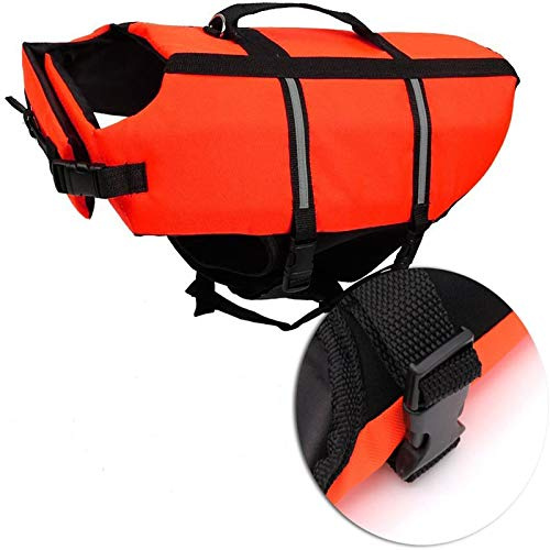 Ploopy Light Weight Haustier Hundeschwimmweste Schwimmsicherheitsweste, Nacht reflektierende Schwimmweste für Hunde Orange (XL)