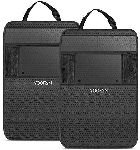 YOOFAN 2 Stück Auto Rückenlehnenschutz, Große Taschen und iPad-/Tablet-Fach, Auto Rücksitz Organizer, Wasserfester Autositz Rückenschutz, Kick-Matten-Schutz in Universeller Passform