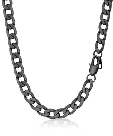 PROSTEEL Halskette Herren Panzerkette Edelstahl Kette Damen Gliederkette Kubanische Edelstahlkette Schmuck Männer Kette 36 bis 76cm lang auswählbar, 4/6/9/13mm breit, in Silber/Schwarz/Gold