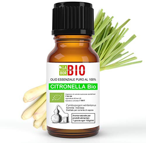 Citronella Öl Bio Ätherisches Öl 100% Reines 10 ml - Aromatherapie Kosmetik Therapeutische - Laborbio