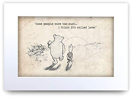 HWC Trading FR Winnie Puuh-Druck für Kinderzimmer, A4, gerahmt, Pflege zu viel (ungerahmt), A4