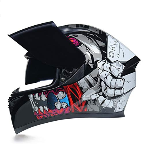 Motesen Casque de moto intégral 3/20 casques de moto pour hommes casque de moto déconnexion rapide moto casque rabattable casque de moto rétro réfléchissant