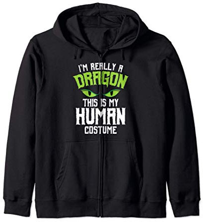 Halloween, soy realmente un dragón. Este es mi disfraz human Sudadera con Capucha