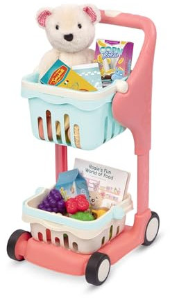 B. toys - Shop & Glow Toy Cart - Plüsch & Buch - Musikalischer Einkaufswagen - 25-Stücke Spielessen - Pädagogisches Tafelbuch - Teddybär - 2 Jahre +