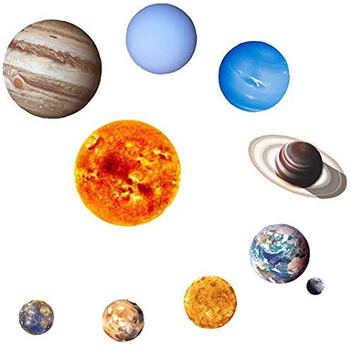 TOSSPER 10pcs / Set 10 Solar Planet Pared Fluorescente del Palillo Luminoso del Universo Planet Adhesivos para Habitaciones De Niños Dormitorio