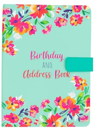 Sixstore Telephone Address & Birthday Book A-Z Index Beautiful Fabric Vintage Style Cover A5 Size Soft Padded Cover Address & Birthday Book with Magnetic Lock, Vintage Flowers