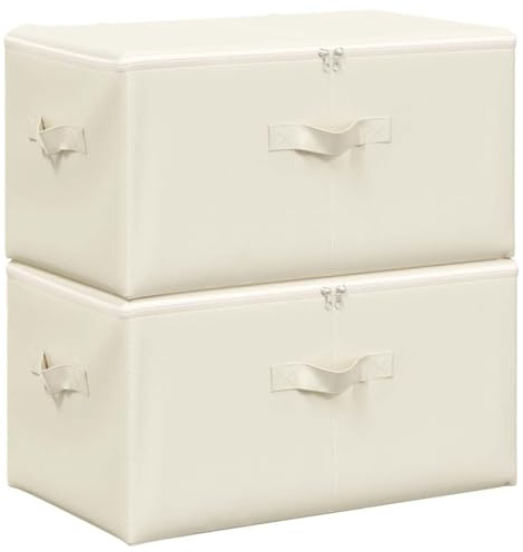 vidaXL 2x Aufbewahrungsbox Spielzeugkiste Spielzeugbox Stoffbox Faltkiste Faltbox Regalkorb Kiste Korb Box Organizer Stoff 43x34x23cm Creme
