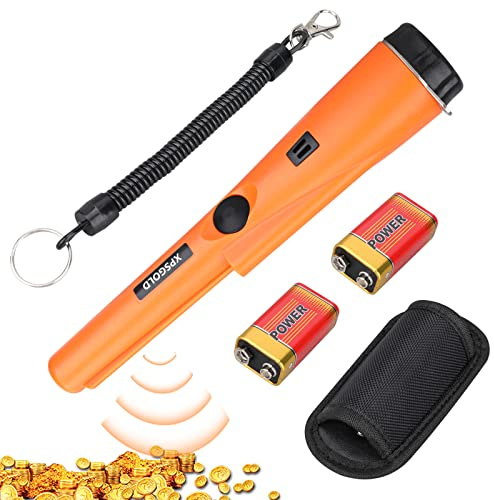 XPSGOLD Metal Detector Pinpointing,Waterproof Pinpointer 360 Degree Search Gold&Treasure Finder with Belt Holster &LED Indicator& Buzzer Vibration, for Adults and Kids (Orange)