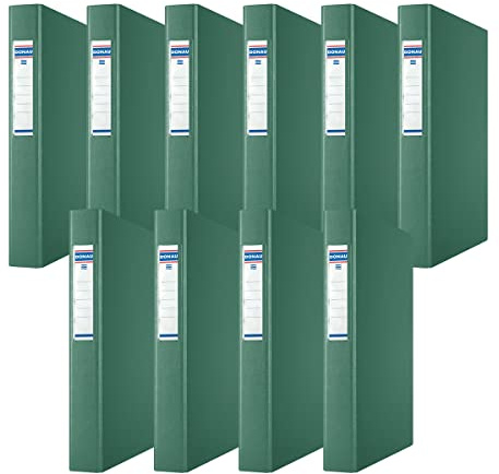 DONAU 3735001PL-06 Ringbuch/Grün | 4-O-Ring-Mechanik 25mm DIN A4 Ringordner Pappe/Kunststoff | Aus 1,9 mm dickem Karton mit öko PP 100µ | 10er Packung