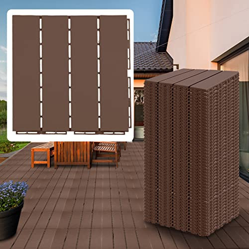 60 m² Terrassenfliesen, ineinandergreifend, 60 Stück, Kunststoff, wasserdicht, für den Außenbereich, quadratisch, Verbunddielen für Balkon, Veranda, Pool, Hinterhof, 30,5 x 30,5 x 2,3 cm (Kaffee)