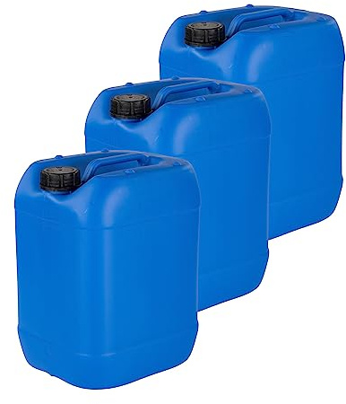 kanister-vertrieb® 3x 20 L Kanister Wasserkanister Kunststoffkanister blau DIN61+ Etiketten