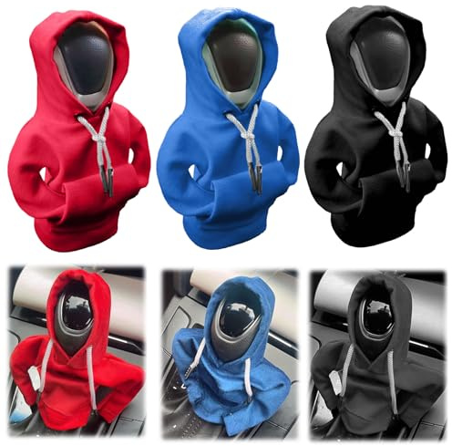 Guxisa 3pcs Sweat Pommeau de Vitesse, Voiture à Capuche Pour Drôle Levier, Accessoire Pour Décoration Intérieure