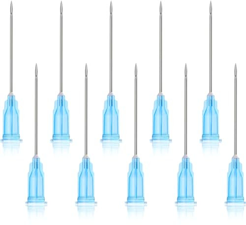 Lot de 60 tubes de distribution en acier inoxydable pour liquides de recharge, emballés individuellement, pour colle industrielle (23G-25MM)