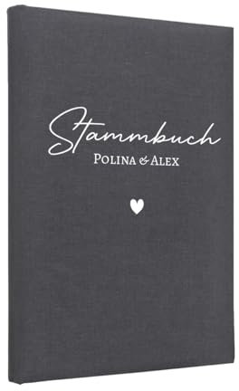 Hochzeitideal Stammbuch der Familie 'Emmy' Nr. 301 inkl. Personalisierung (Grau, Klassisch)