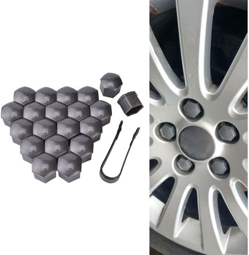 HENAC 20 stück Auto Radschraubenkappen füR Mercedes-Benz GL GLA GLC GLK GLE GLS ML-Class, Radmuttern Staubschutz Kappen ZubehöR Radbolzen Schutz Cover Diebstahlschutz,A/Grey-17mm