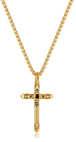 FPEAOB Kreuz Kette Herren Gold, Kreuzkette Herren Kreuz Halskette aus Edelstahl Kette mit Kreuz Anhänger Herrenkette Goldkette 55cm Herrenschmuck Punk für Männer