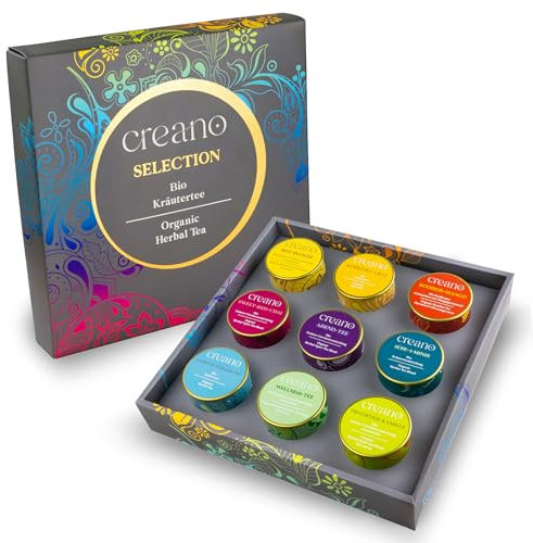 Creano Bio Kräutertee Geschenkset „LOSER TEE“ - 9 unterschiedliche Sorten Tee in Metalldosen - 122g - vegan & glutenfrei - NEUHEIT 2024*