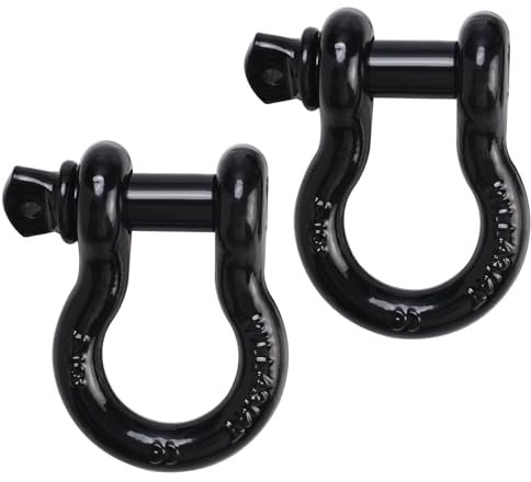BOOMSTART Heavy Duty Bow Shackle, 4.75 Tons (9,500 Lbs) Screw Pin, 3/4 Inch Alloy Steel D-ring for Towing Lifting Strap, Trucks Pickups Jeeps, Off-Road Vehicles, Black