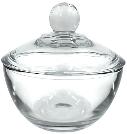 Chabrias Ltd Glass Multi-Purpose Bowl with Lid, Sugar Bowl, Candy Bowl, Jam Pot, Cream Bowl, Butter Bowl, Candy Sweet, Jar, Dip Bowl, Sauce Bowls, Dessert Bowls, Jam Bowl, Clear 8oz (1)