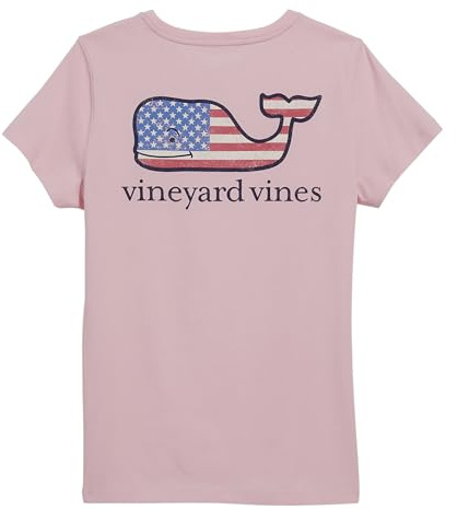 vineyard vines Women's Flag Whale Short-Sleeve Pocket Tee, Flamingo, S
