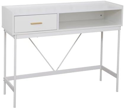 SVITA Valeo Konsolentisch Regal Standregal Konsolentisch schmal mit Ablage Akzenttisch Beistelltisch Flurtisch mit Schublade Computertisch Weiß
