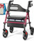 HOMLAND Foldable Rollator Walkers with Seat for Seniors, 8'' Big Wheels, 350 lb. Weight Capacity, Adjustable Handles and Seat Height, Lightweight Rolling Walker, Red