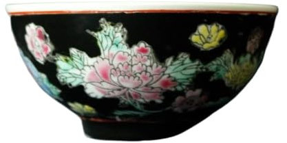 Handbemalte chinesische Porzellanschale, antiker Palast-Stil, 11,4 cm, exquisite Keramik-Reisschale mit pastellfarbenem Millionen-Blumen-Design