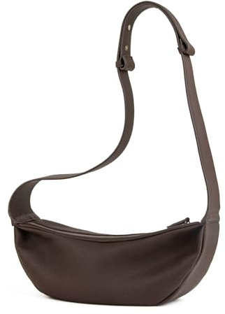 DONNAIN Moon Bag Damen, Umhängetasche Leder, Crossbody Bag | Halbmond Tasche Damen, Ledertasche Damen Echtleder, Shoulder bag, Sling bag, Kleine Schultertasche mit Breitem Riemen