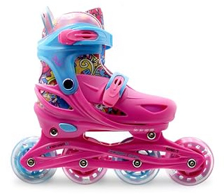 PLY Kinder-Inliner Flash Girl größenverstellbar, LED Flashing-Wheels (by Roces), Fuchsia/SkyBlue