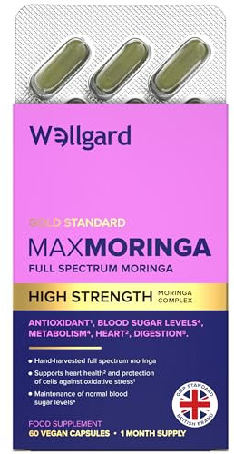 Wellgard Moringa Capsules - Supports Blood Sugar Balance, Heart & Digestive Health, and Metabolism, 60 Vegan Capsules