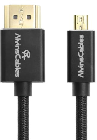 Alvin's Cables 8K 2.1 Micro HDMI a HDMI Cavo arrotolato per Atomos Ninja V, 8K@60Hz 4K@60Hz Cavo HDMI ad alta velocità per Sony A7RIII A7II A7M3, per Fujifilm X-T4 X-T3, invaso Black Black