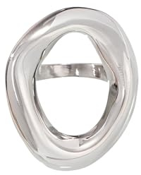 Anillo ovalado hueco para mujeres y niñas joyería apilable geométrica irregular de acero inoxidable banda gruesa minimalista dorado/plata, Acero inoxidable, Sin piedras preciosas