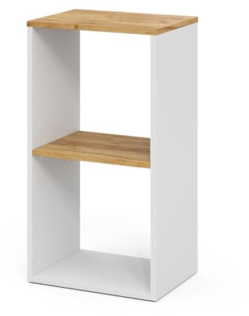 Vicco Bücherregal Tomy, Weiß/Goldkraft Eiche, 40 x 74 cm | mit 2 offenen Fächern, zur Aufbewahrung und Präsentation von Büchern und Deko