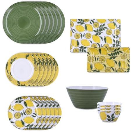 Quid Sicilia Vajilla Melamina 24 Piezas - 6 Personas Melamina No Apto Microondas 100% Melamina