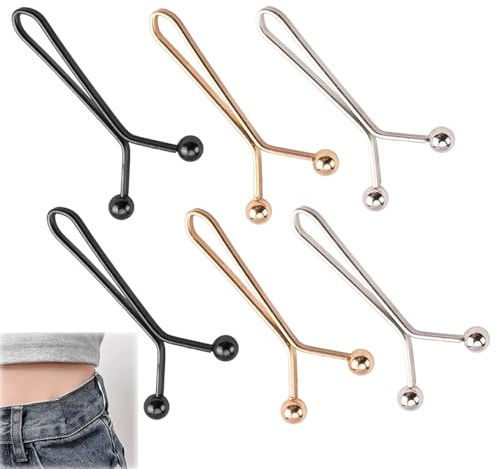6 Stück Hosen Enger Machen Clip Ohne Nähen Hosenknopf zum Enger Machen Pearl Jean Knopfnadeln Knöpfe Verstellbare Taillenschnallen Clips Hosen Taillenspanner Abnehmbarer Hosenverkleinerung Hosenclip